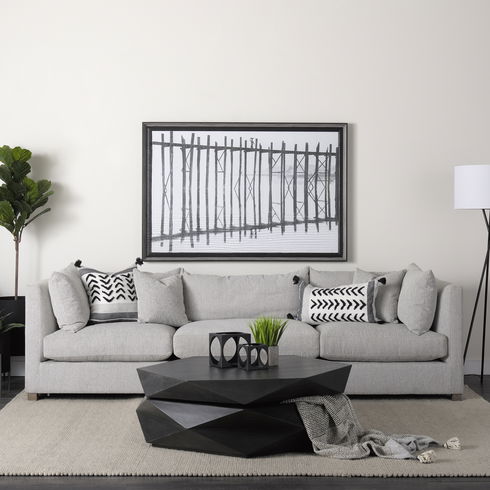 Arreto Black Solid Wood Hexagonal Storage Coffee Table
