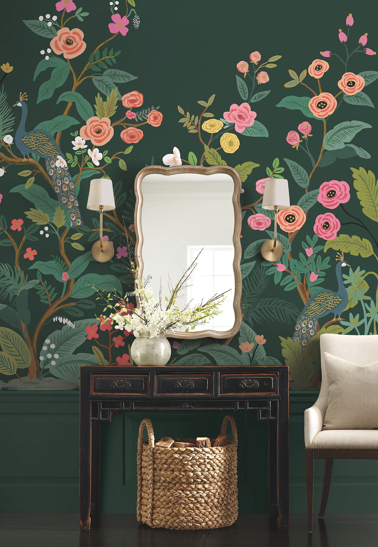 Peacock Emerald Wall Mural large image 