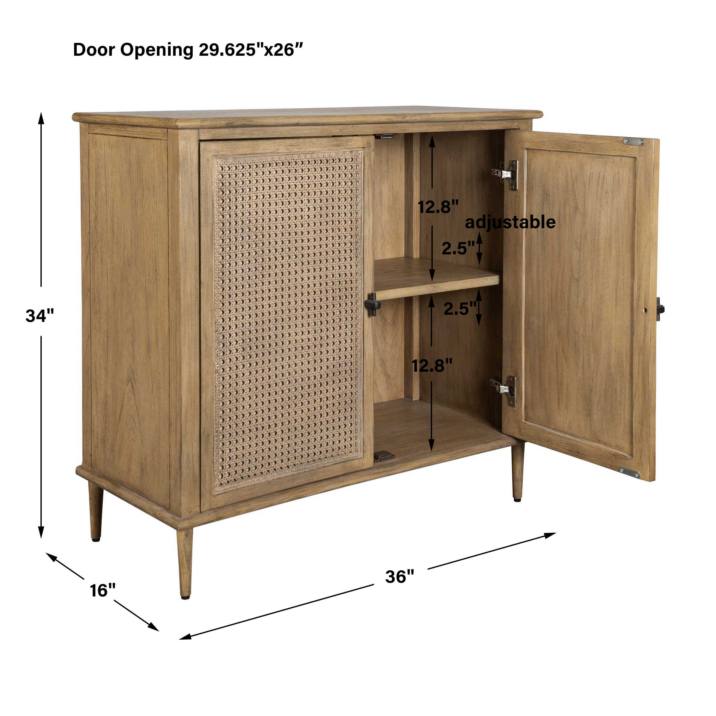 Coast 2 Door Rattan Cabinet, Furniture by Uttermost, 36" width x 34" height x 16" depth View 3