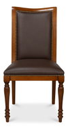 Camile Leather Side Chair, Brown, Dining Chair by Sarreid, 21" length x 27" width x 39" height thumbnail 2