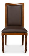 Camile Leather Side Chair, Brown thumbnail 1