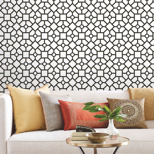 Hedgerow Trellis Black & Gold Peel & Stick Wallpaper