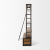 Brodie II Medium Brown Wood Black Ladder Four Shelf Shelving Unit 57L x 20.5W x94H, Shelving & Bookcase by Mercana, 57" length x 19.5" width x 94" height thumbnail 4