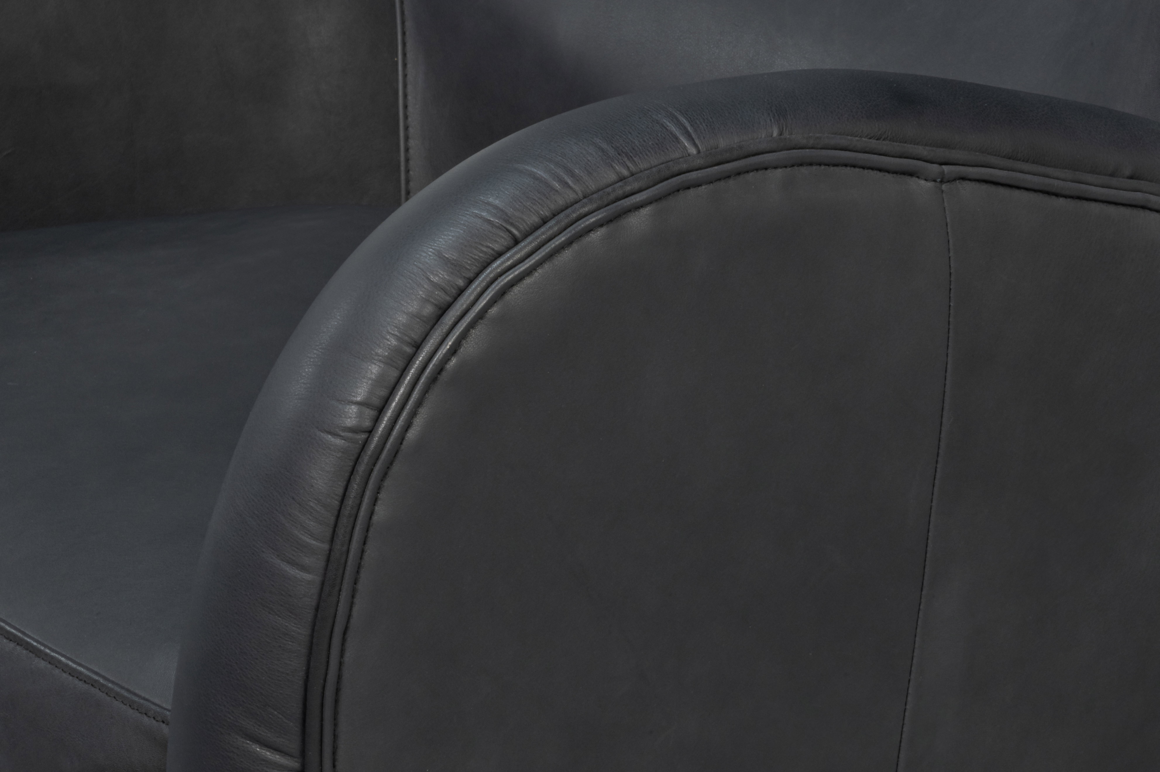 Lombard Wing Chair,Santoni Black Leather, Seating by Sarreid, 34" length x 36" width x 40" height View 17