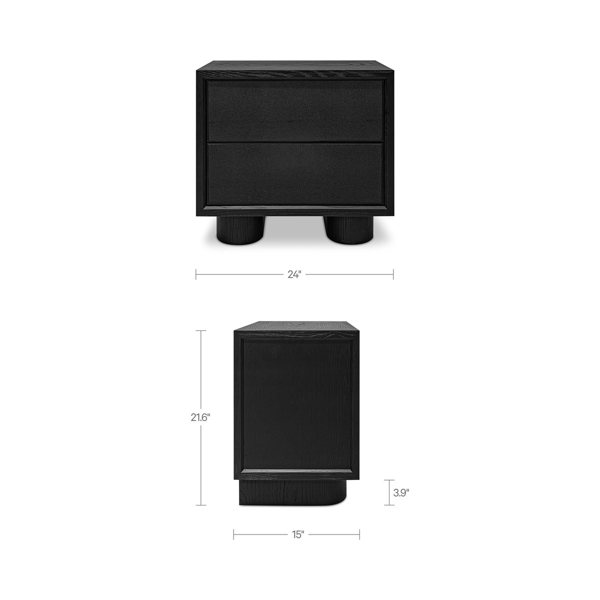 Marcelle Nightstand Black, by Moe's Home, 24" width x 21.63" height x 15" depth View 8