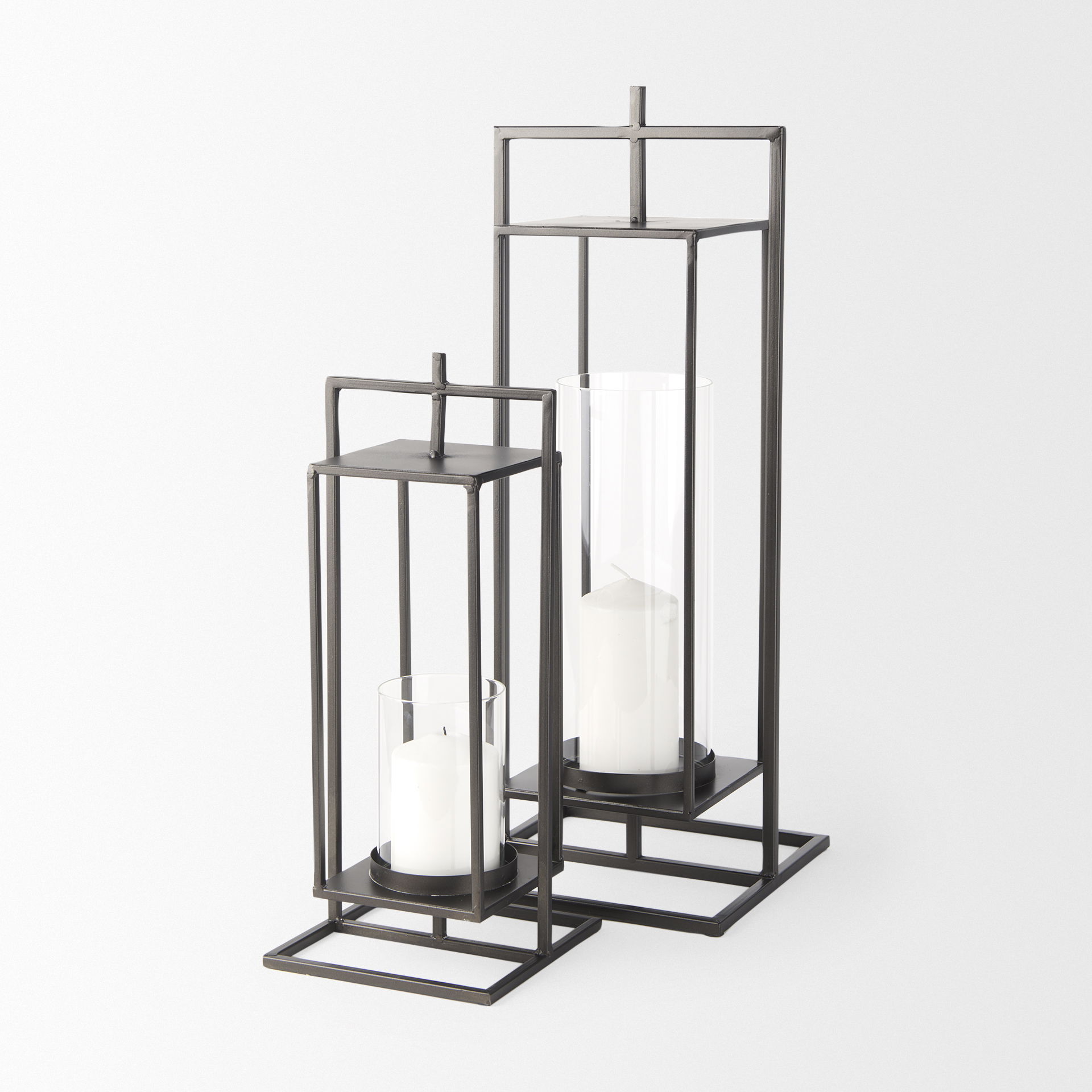 Albus II Small Black Metal Rectangular Table Candle Holder large image 