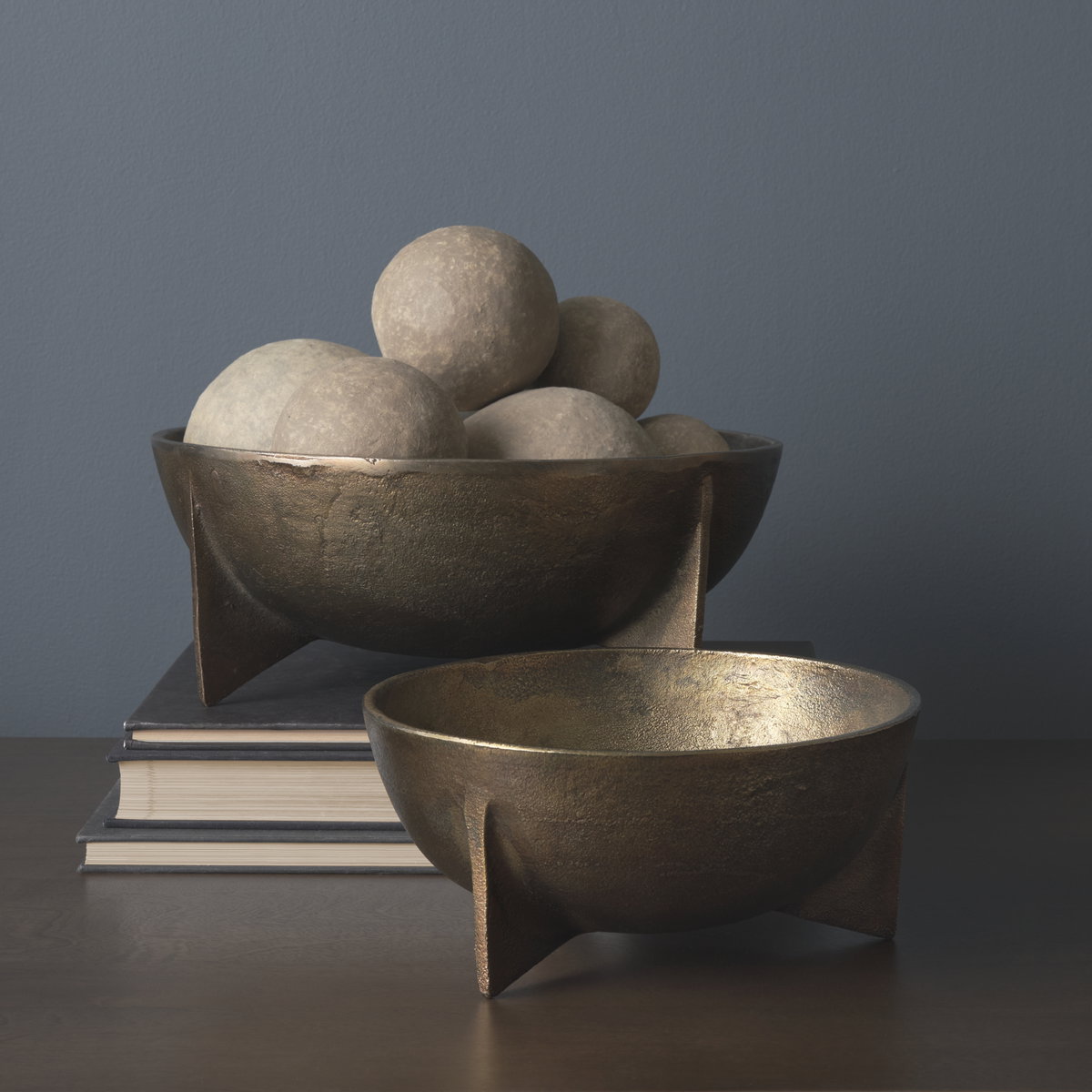 Sunita Set of 3 Gray Paper Mache Orbs, Decorative Object by Mercana, 6" length x 6" width x 6" height View 5