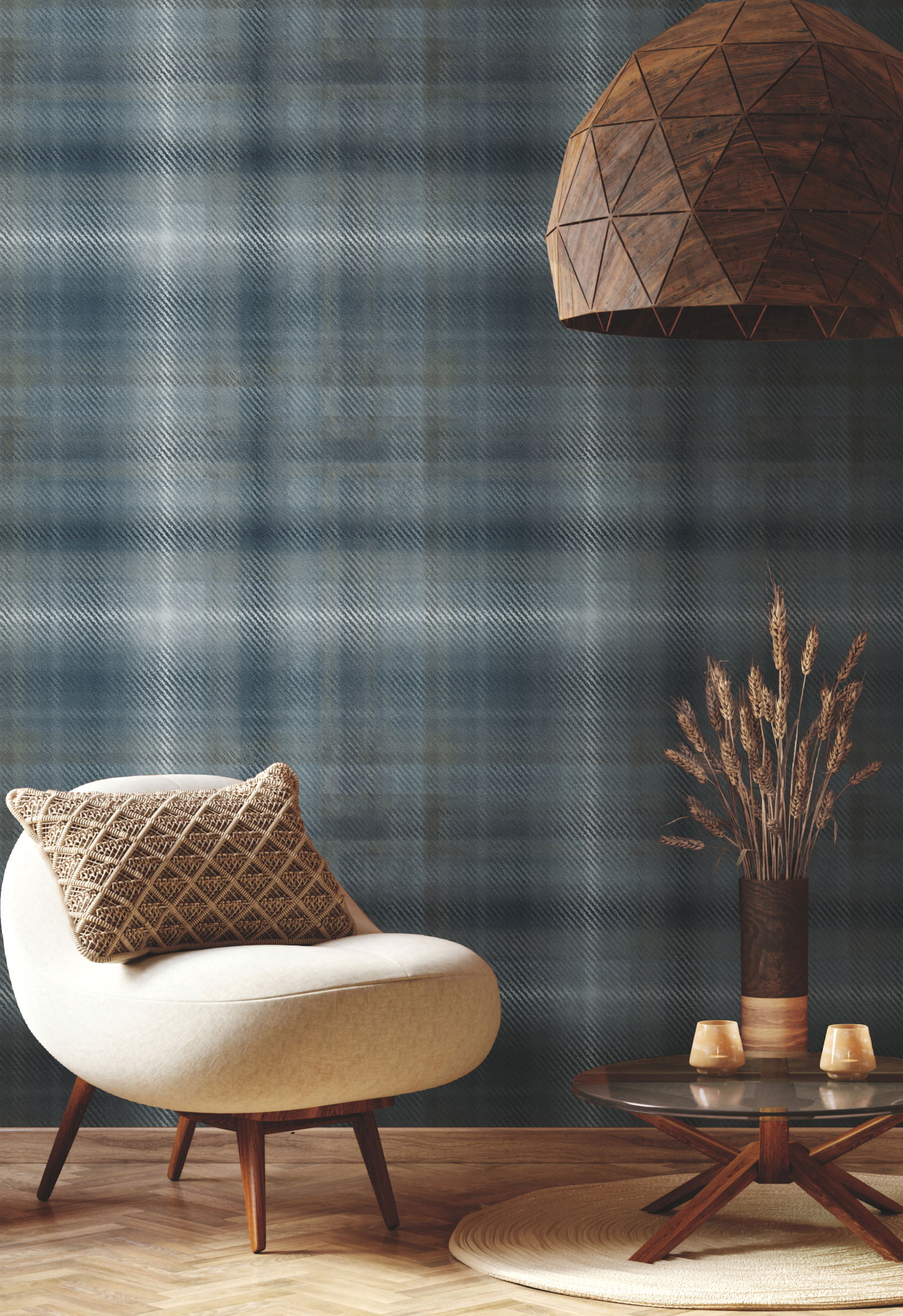 Sterling Plaid Blue Wallpaper large image 