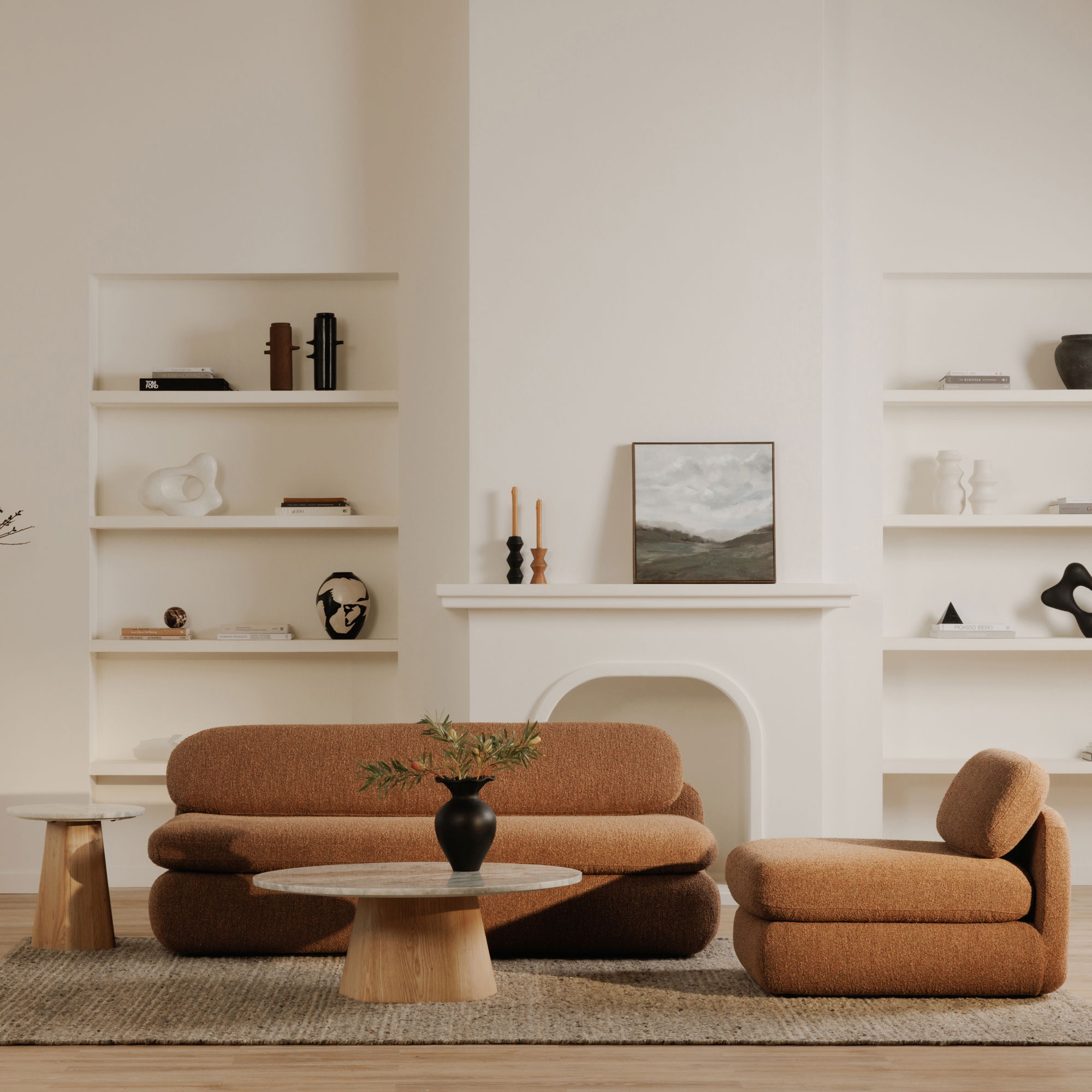 Evelyn Accent Table Ashen Grey Matrix Marble, Side & End Table by Moe's Home, 20" width x 20" height x 20" depth View 8