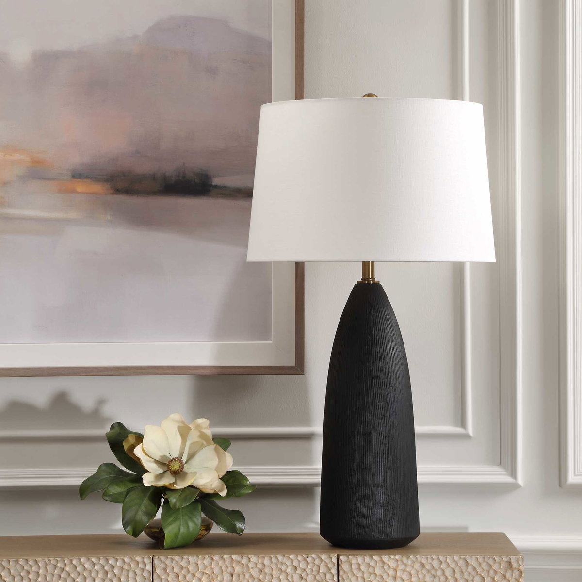 Jett Black Table Lamp, by Uttermost, 19" width x 35" height x 19" depth View 4