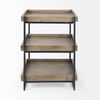 Trey III 20' x 26' Square Medium Brown Wooden Three-Tiered Black Iron Frame End/Side Table thumbnail 5