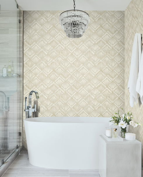 Modern Shell Beige Wallpaper