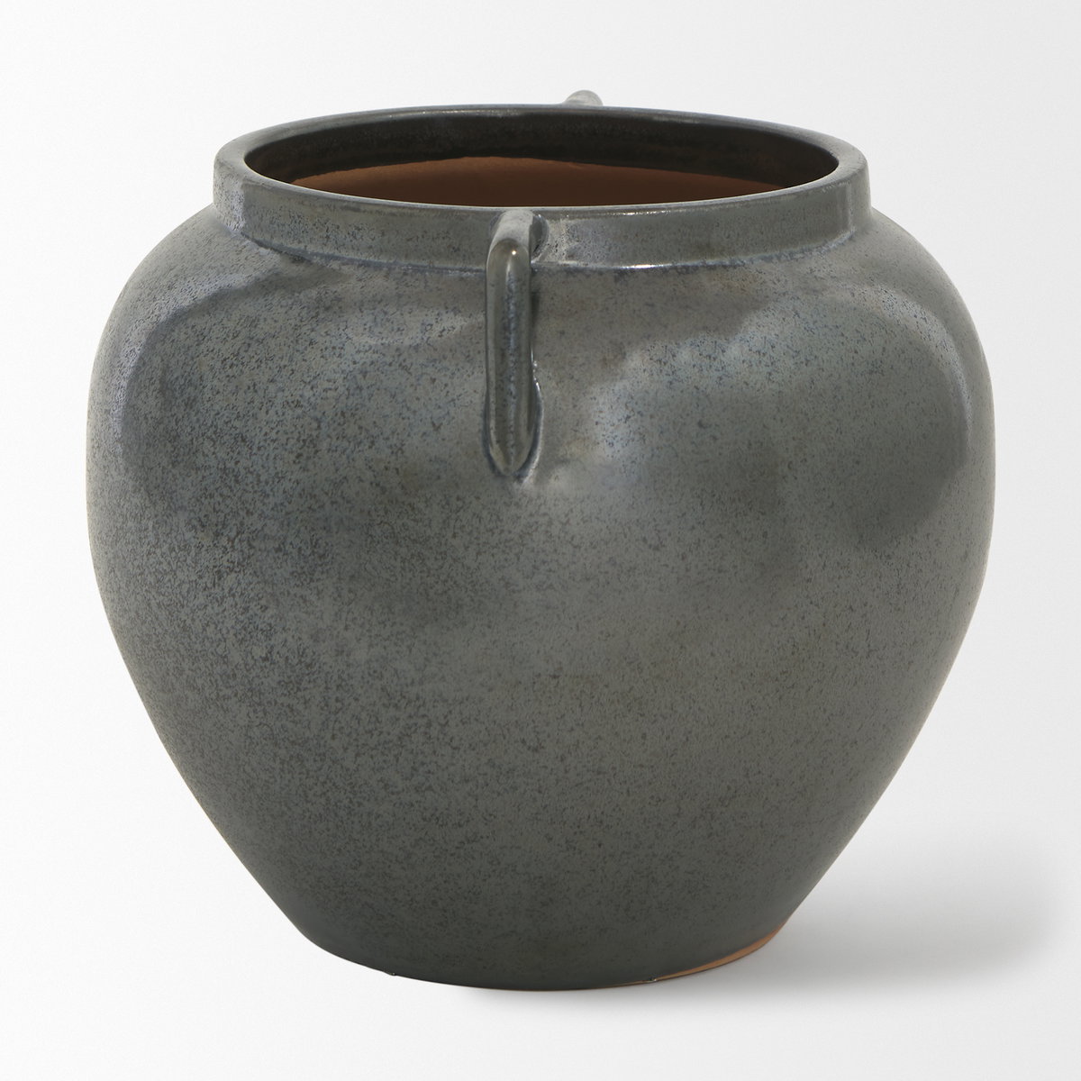 Kora Short Dark Metallic Double Ear Vase, by Mercana, 9.45" length x 9.45" width x 8.46" height View 3