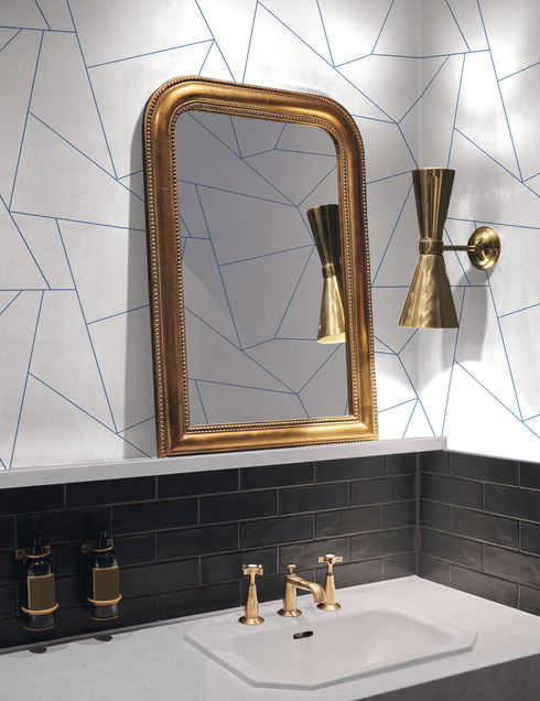 Factured Prism White & Blue Peel & Stick Wallpaper