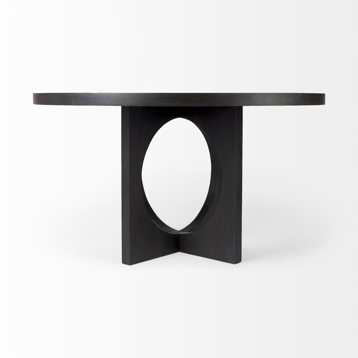 Liesl 54.L x 54.0W x 30.0H Black Wood with Circular Top Dining Table, by Mercana, 54" length x 54" width x 30" height View 8