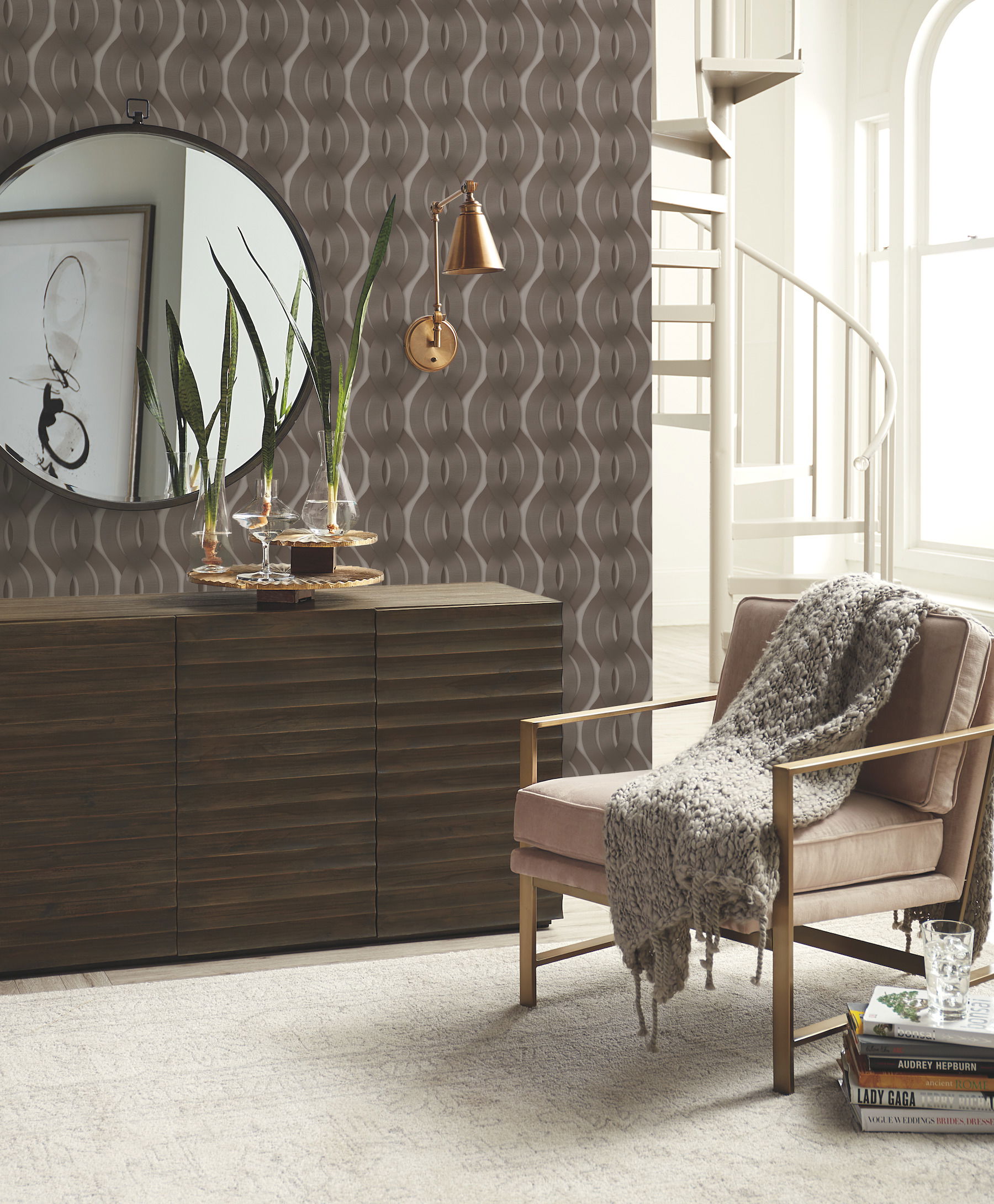 Nexus Mink Metallic Wallpaper, by York Wall, 34'6" length x 2'3.56" width x 0.02" depth View 2