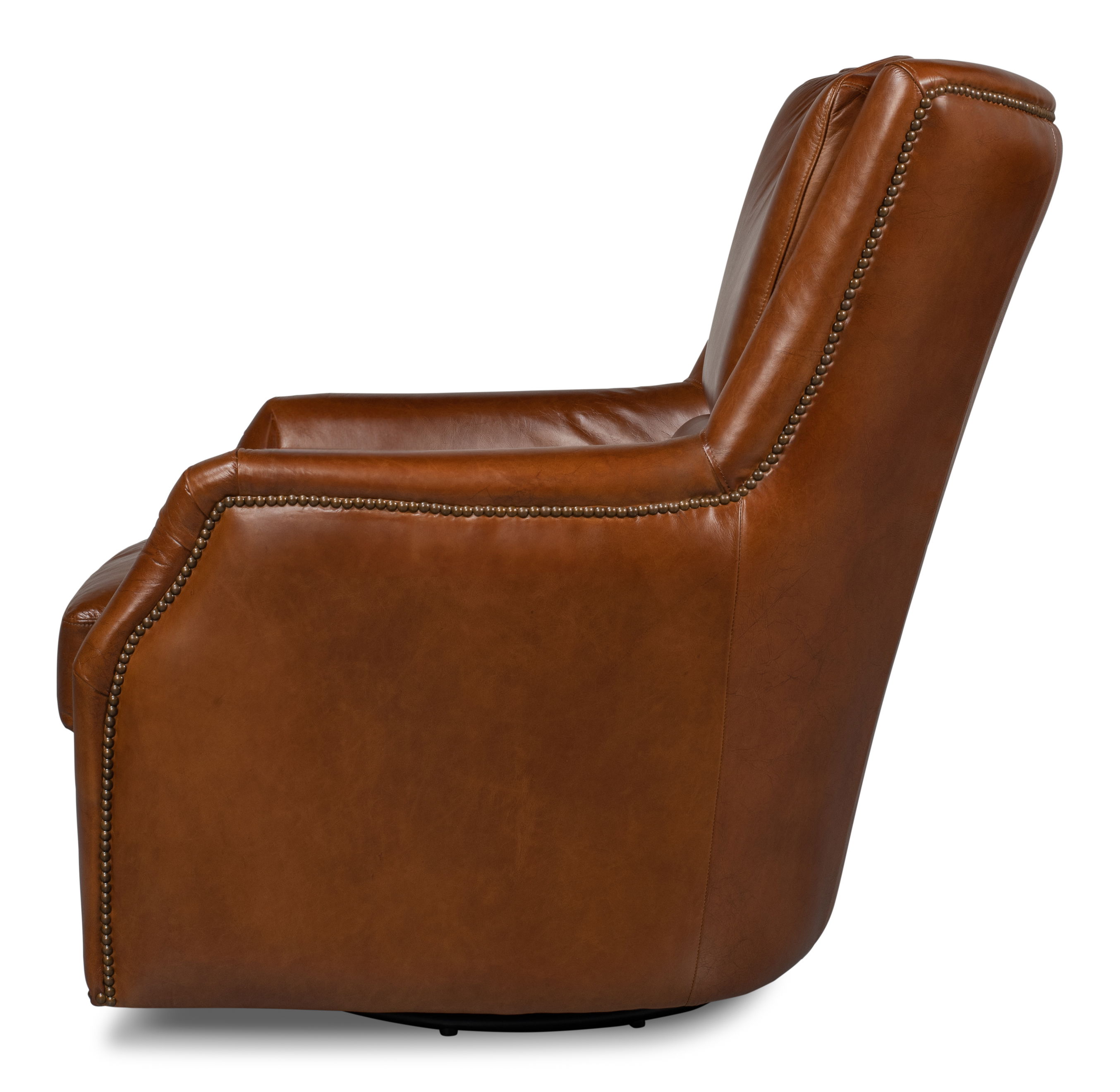 Baker Leather Swivel Chair,Havana Lthr large image 