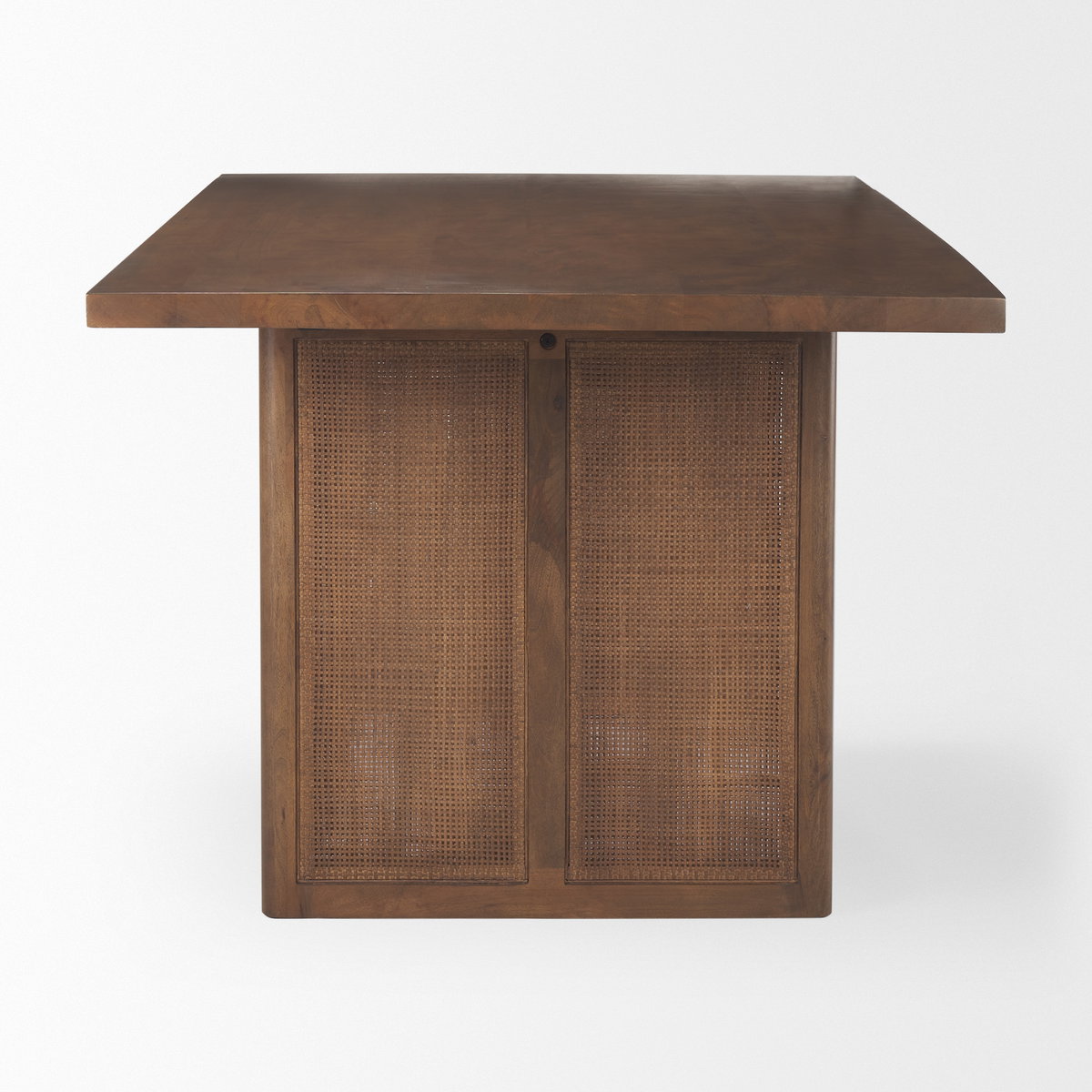 Grier 84' Medium Brown Wood with Cane Dining Table, by Mercana, 84" length x 38" width x 30" height View 3