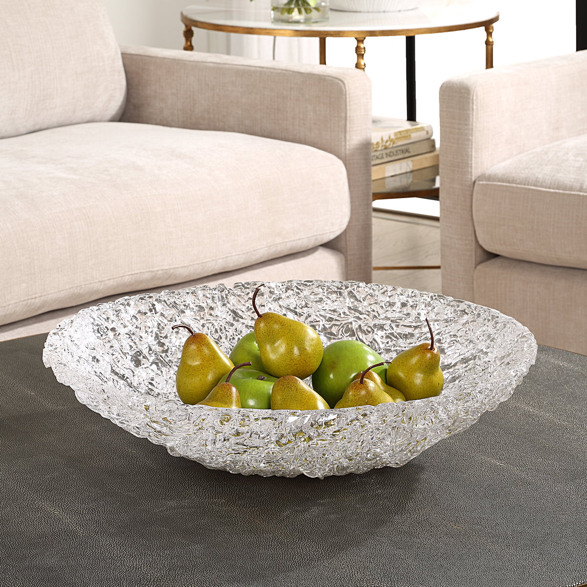 Glint Glass Bowl, Decorative Tray by Uttermost, 19.5" width x 5" height x 19.5" depth View 2