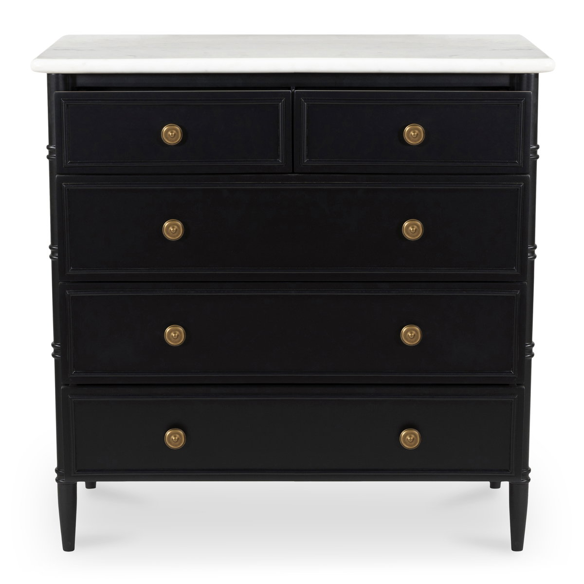 Eleanor 5 Drawer Chest Black, Dresser by Moe's Home, 40" width x 39.5" height x 20" depth View 2