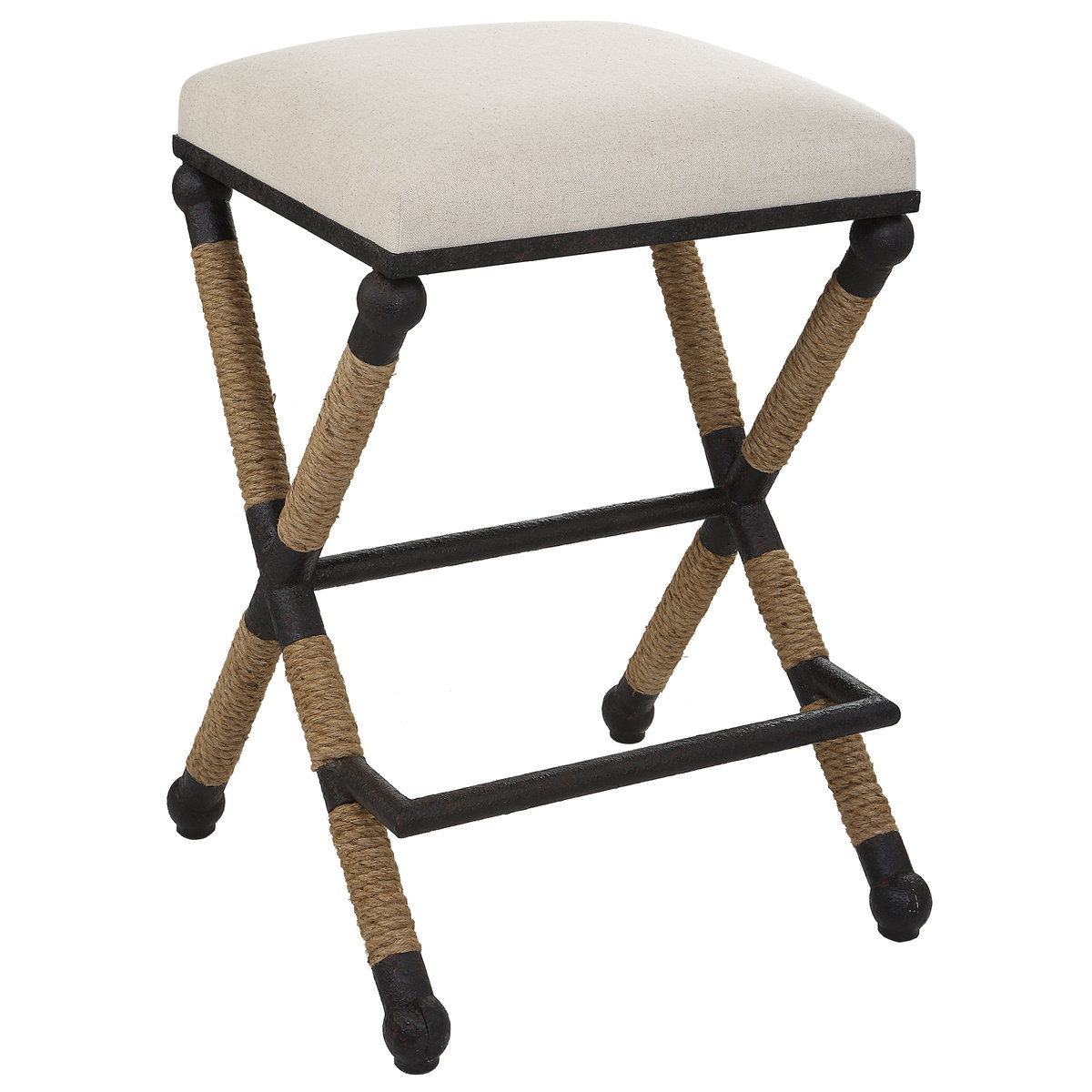 Firth Rustic Oatmeal Counter Stool, Counter & Bar Stool by Uttermost, 18.75" width x 27.62" height x 18.75" depth View 1
