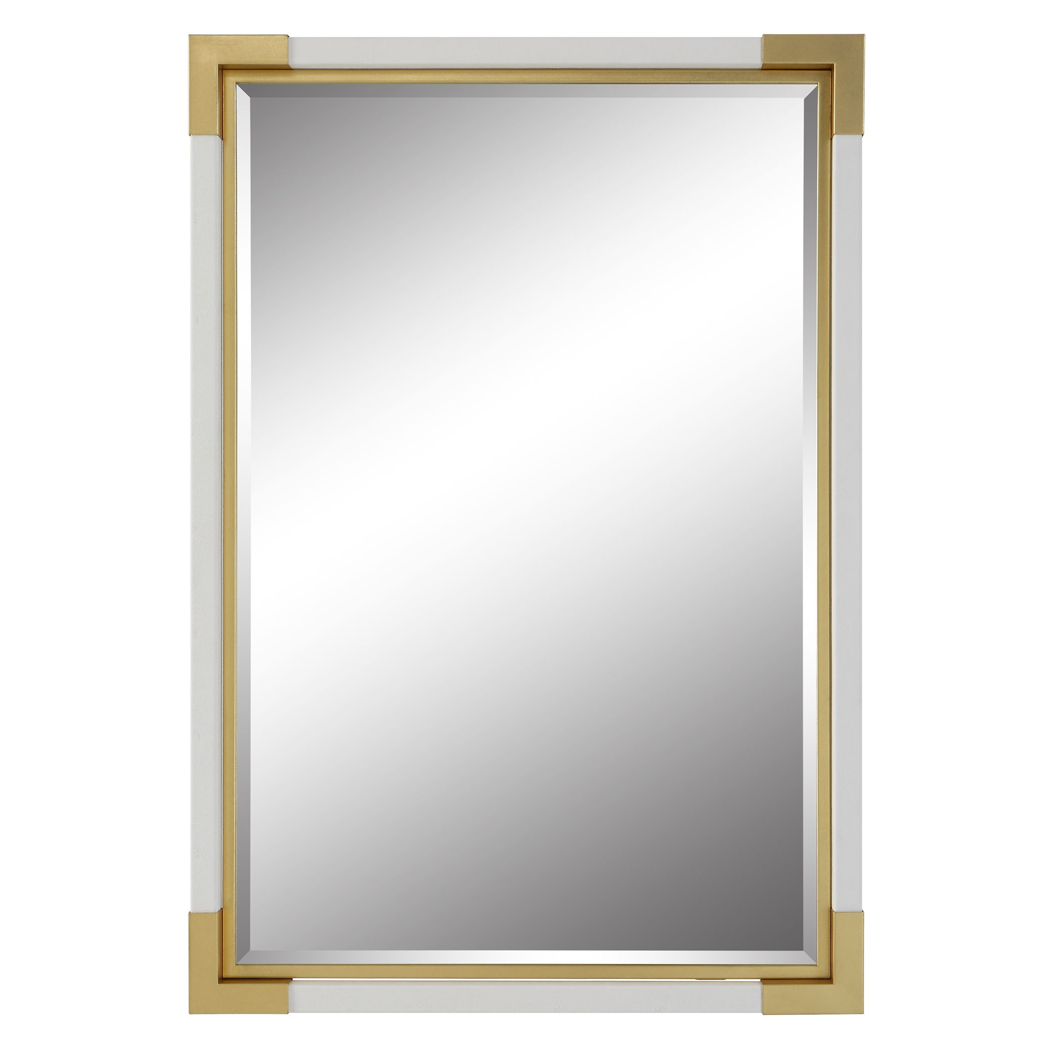 Malik White & Gold Mirror, by Uttermost, 26.25" width x 38.12" height x 1.87" depth View 1