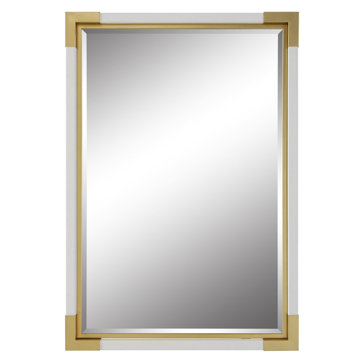 Malik White & Gold Mirror, by Uttermost, 26.25" width x 38.12" height x 1.87" depth View 1