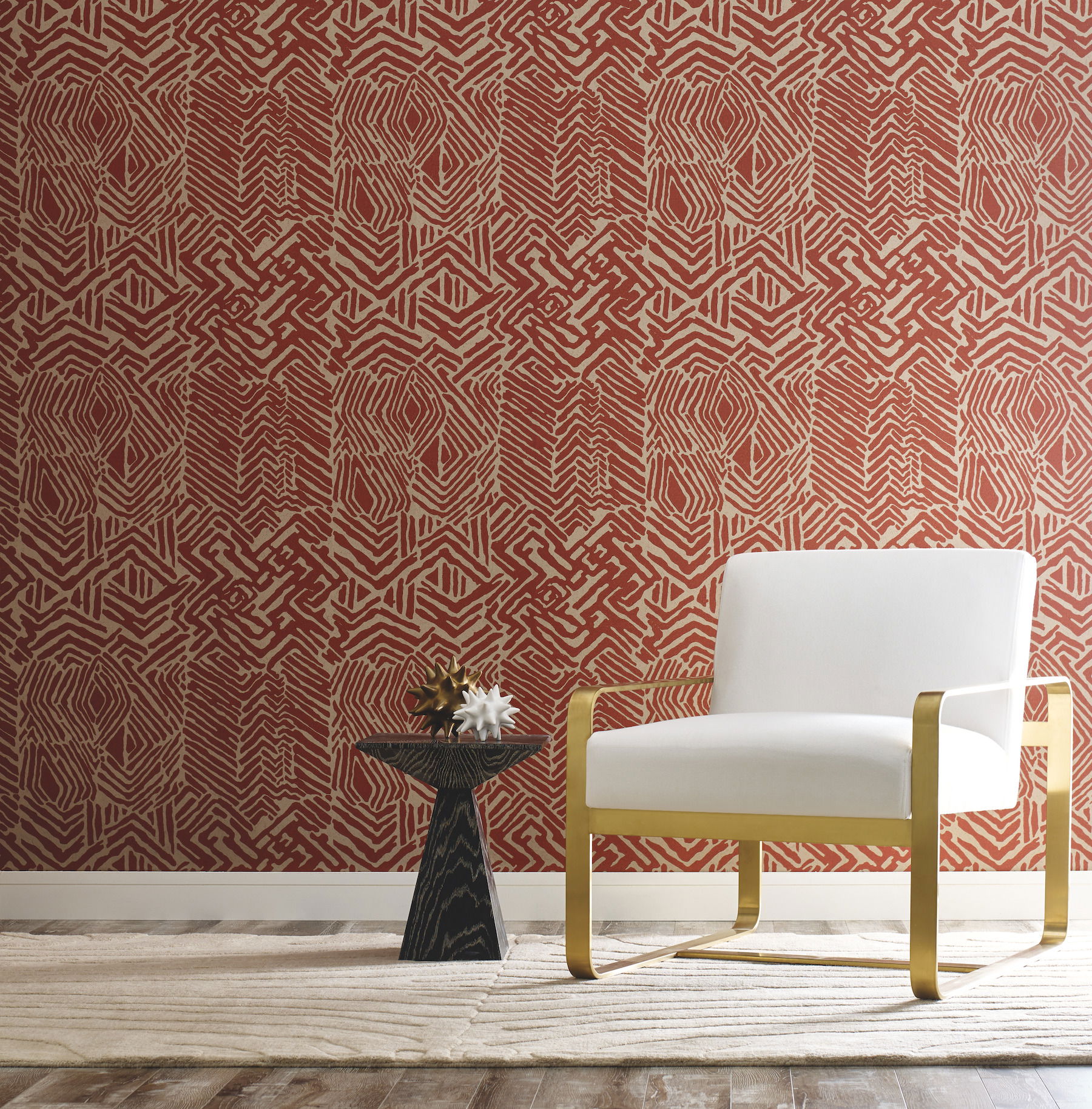 Tribal Print Red & Tan Wallpaper large image 