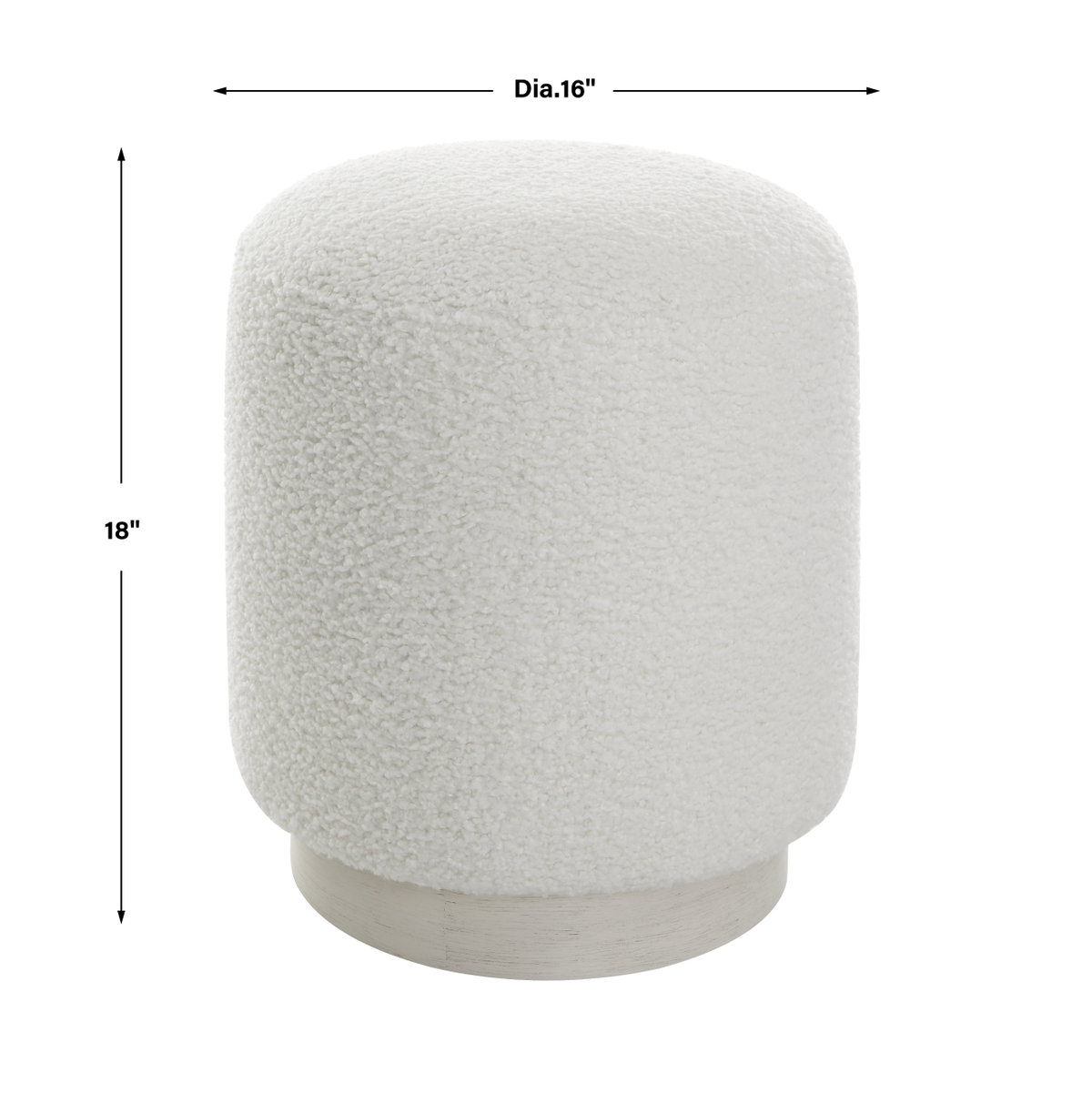 Avila White Ottoman, Furniture by Uttermost, 16" width x 18" height x 16" depth View 3