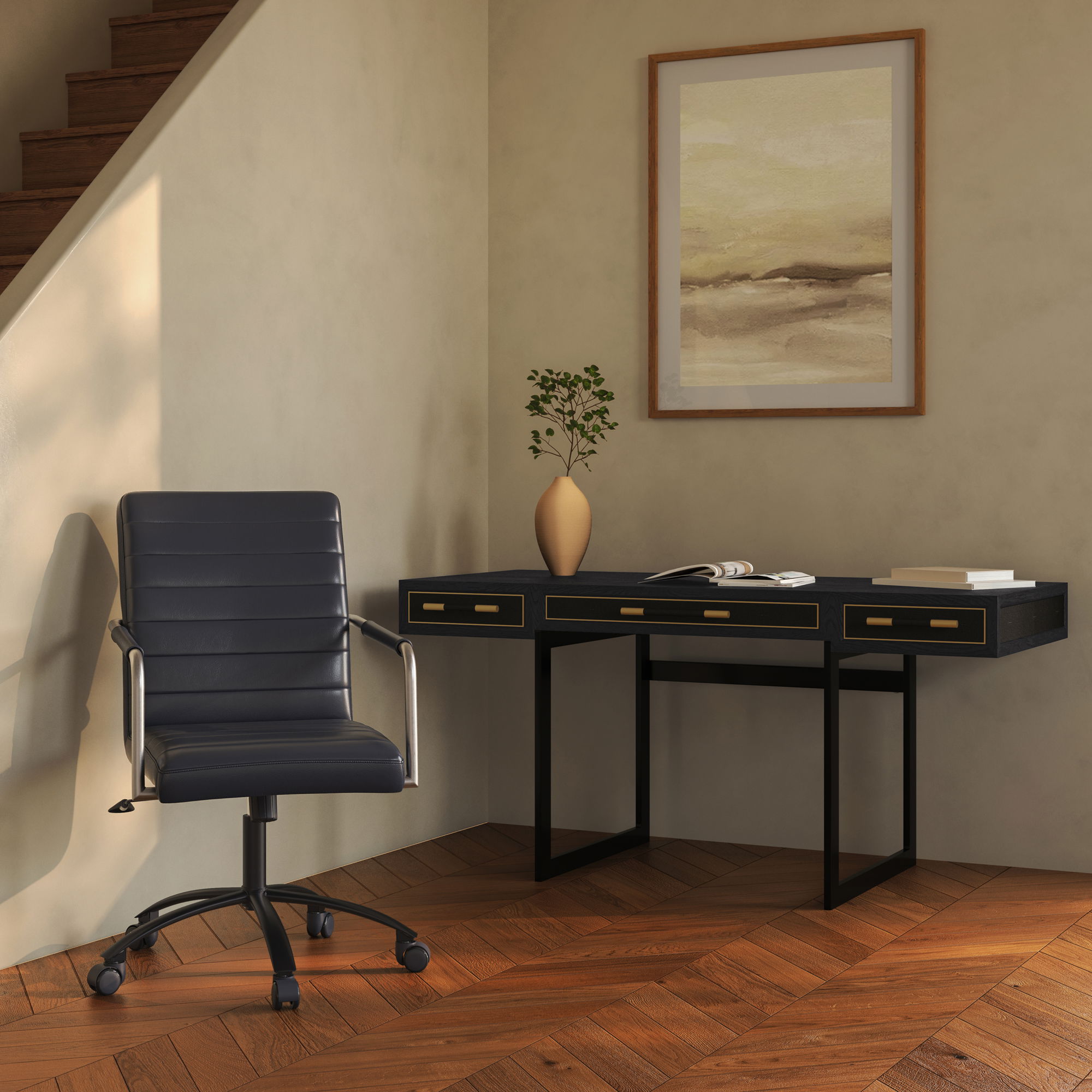 Mako Desk Black, by Moe's Home, 62.99" width x 29.92" height x 27.56" depth View 8