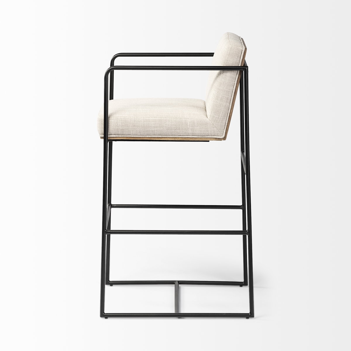 Stamford Backless 40in Seat Bar Stool | Beige Fabric with Black Metal, Counter & Bar Stool by Mercana, 18.25" length x 22.5" width x 40" height View 5