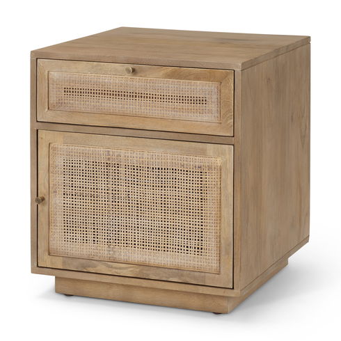 Grier Light Brown Wood with Cane End Table