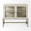 Arelius 36L x 18W x 32H White Wood, Gold Metal Base with 2 Glass Doors Accent Cabinet, Cabinets & Chest by Mercana, 36" length x 18.75" width x 32" height thumbnail 5