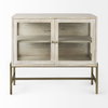 Arelius 36L x 18W x 32H White Wood, Gold Metal Base with 2 Glass Doors Accent Cabinet, Cabinets & Chest by Mercana, 36" length x 18.75" width x 32" height thumbnail 5