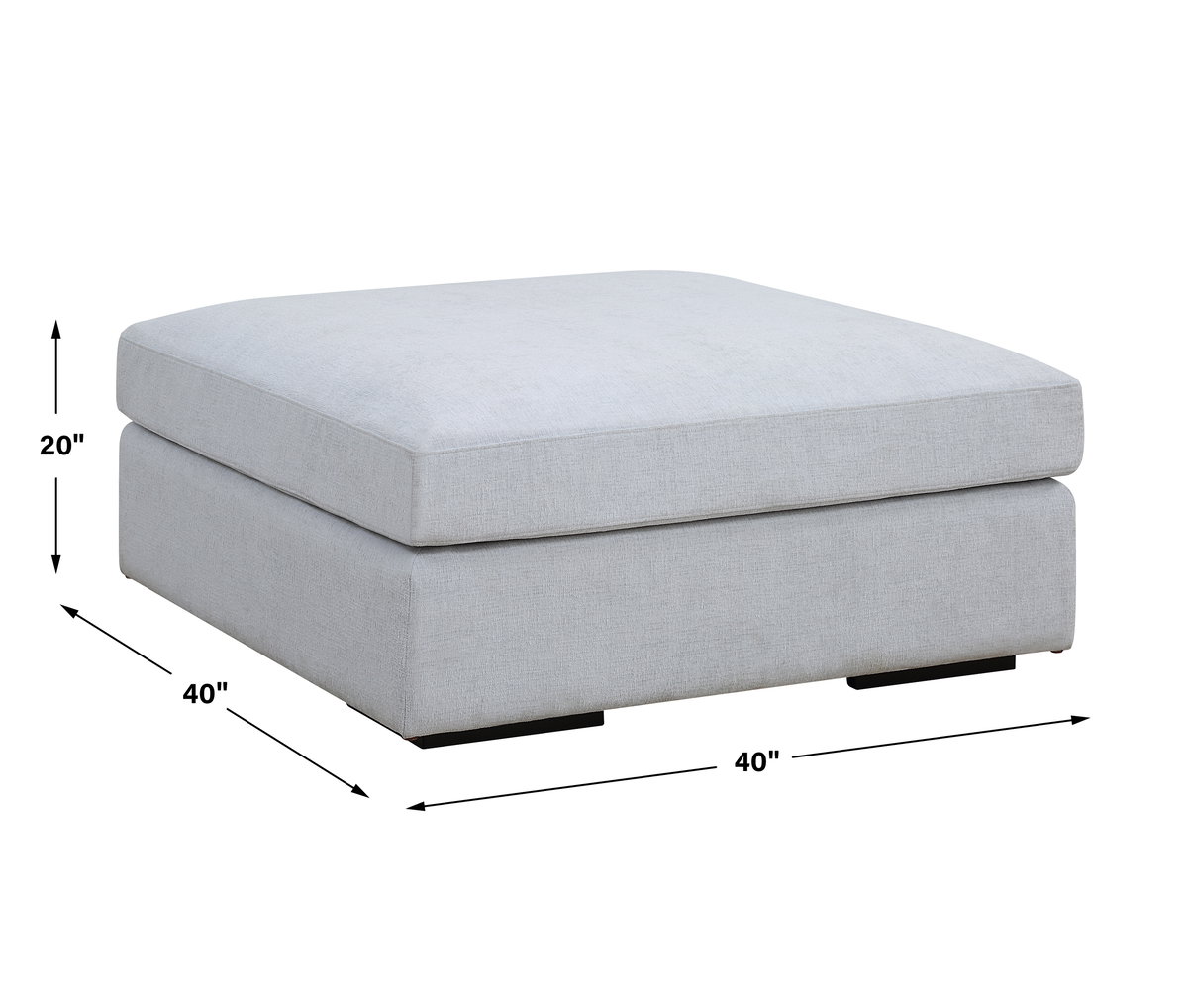 Refuge Cloud Blue Sofa Ottoman, Furniture by Uttermost, 40" width x 20" height x 40" depth View 3