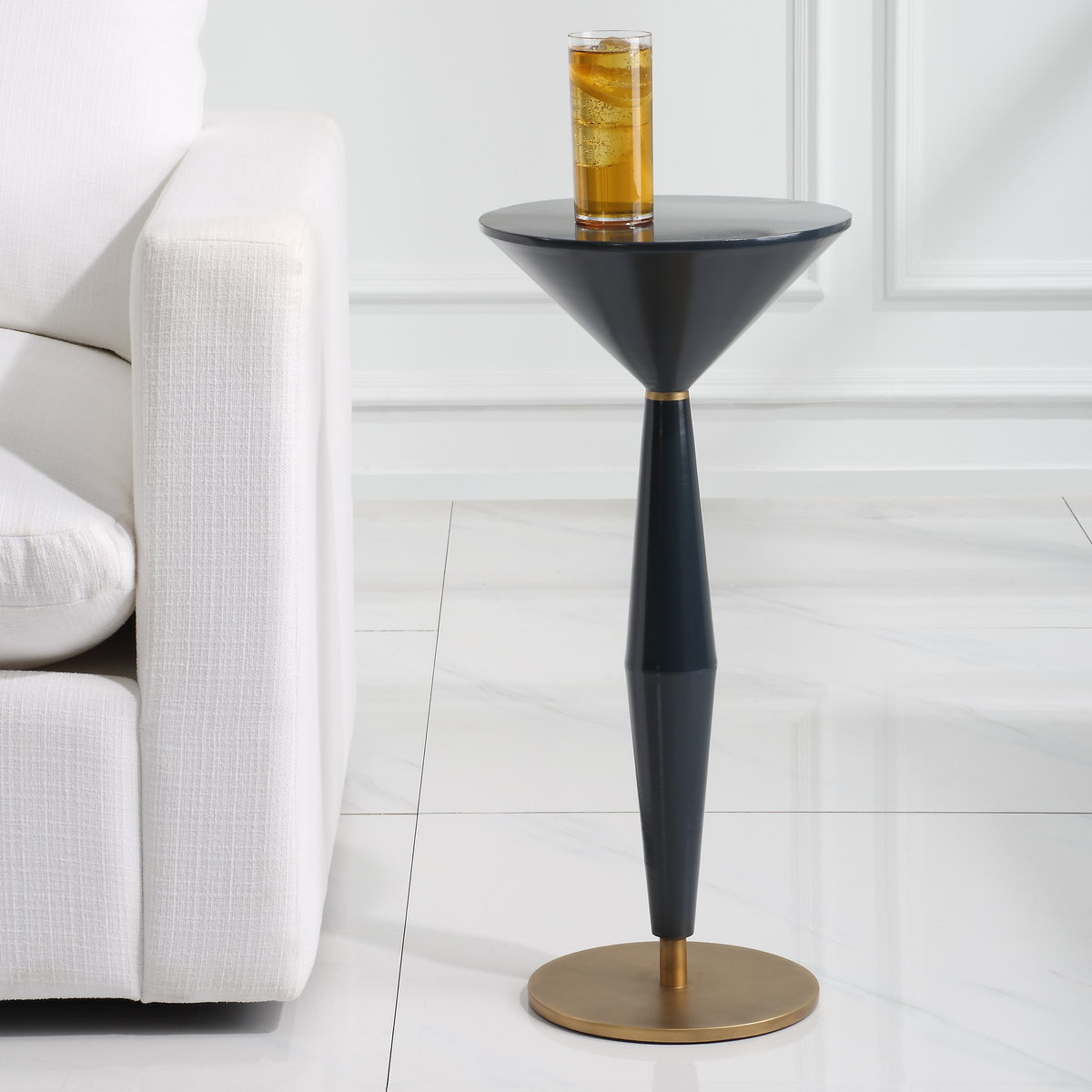 Luster Navy Blue Accent Table, Furniture by Uttermost, 11.75" width x 25.5" height x 11.75" depth View 2