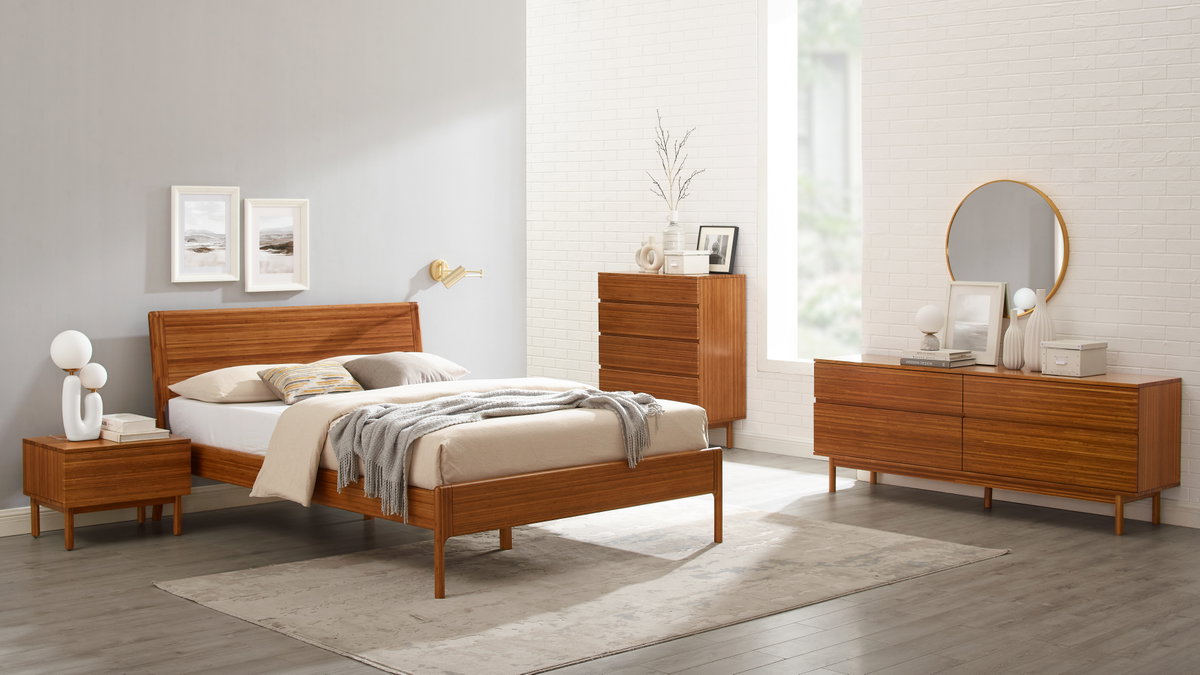 Ventura Cal King Platform Bed, Amber, by Greenington, 91.25" length x 76.5" width x 39.5" height View 8