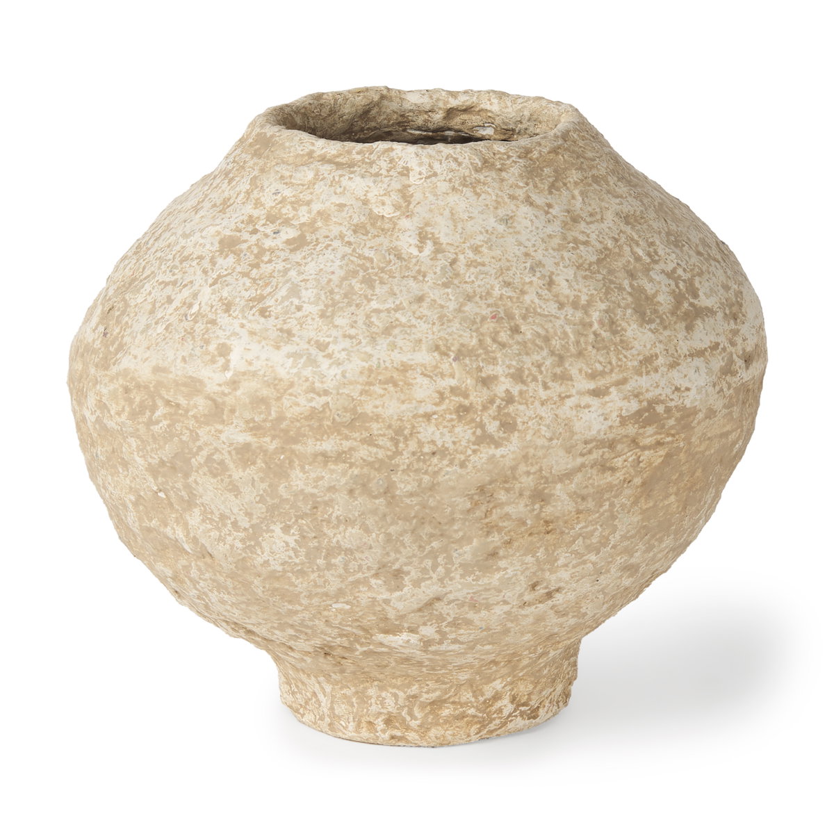 Ritu Small Beige Paper Mache Pot Vase, by Mercana, 9" length x 9" width x 9" height View 1