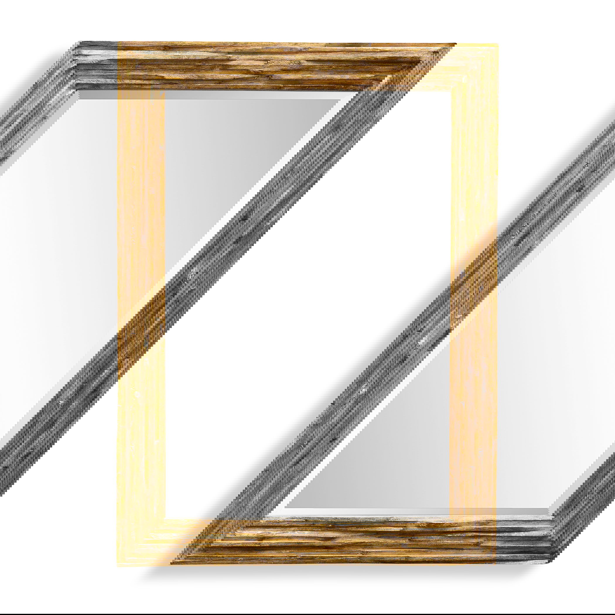Overlap Teak Wood Mirror large image 