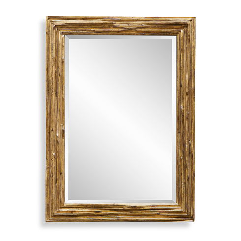 Overlap Teak Wood Mirror