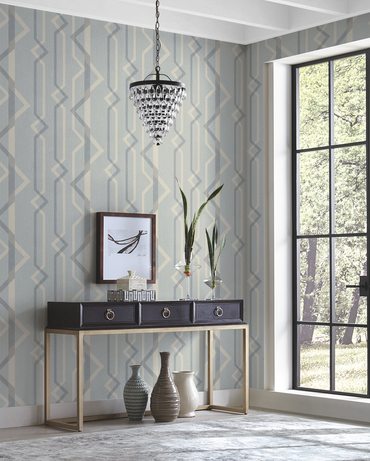 Shape Shifter Blue Wallpaper, by York Wall, 27' length x 2'3" width x 0.02" depth View 2