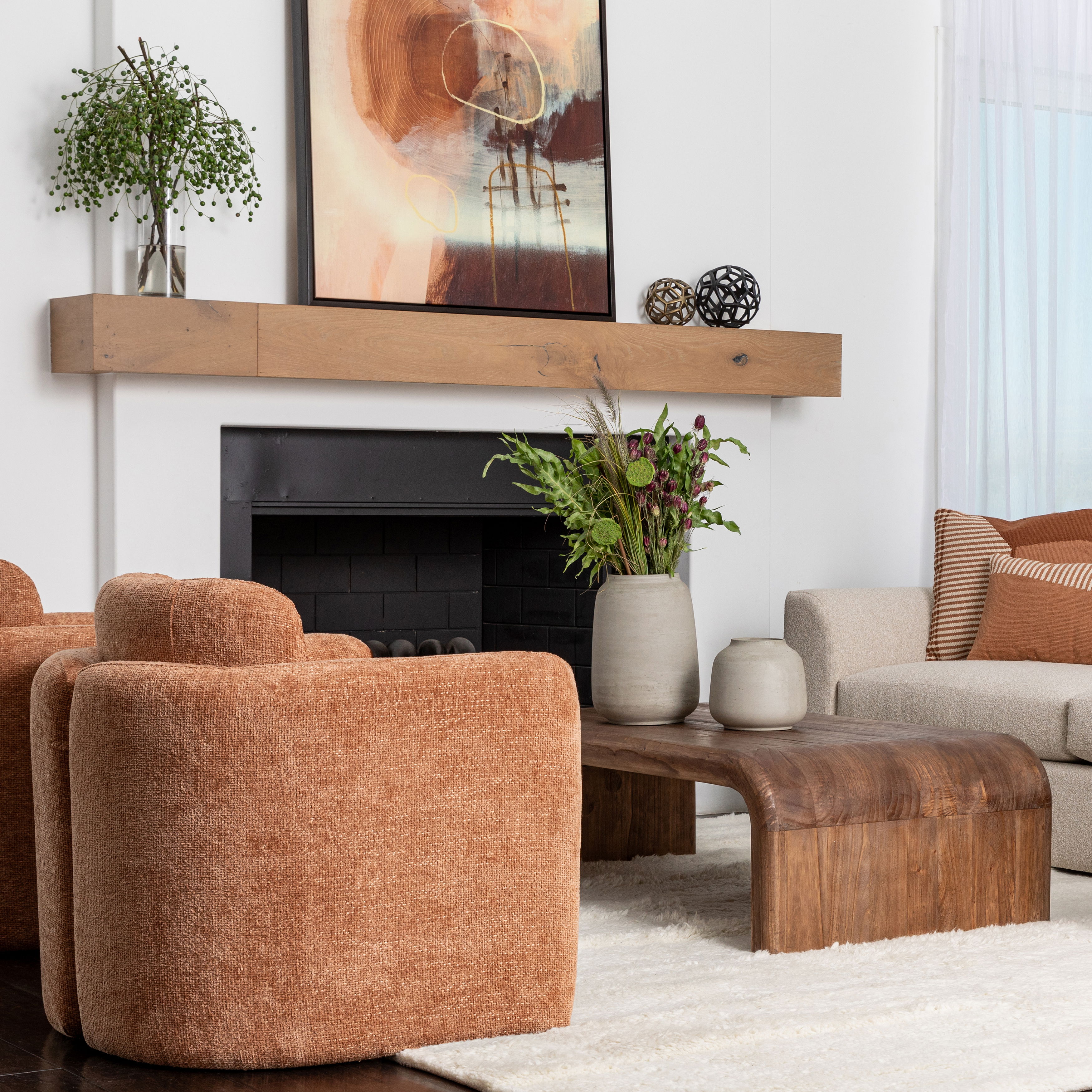 Wynne Coffee Table Brown, by Dovetail, 55" width x 16" height x 31" depth View 6