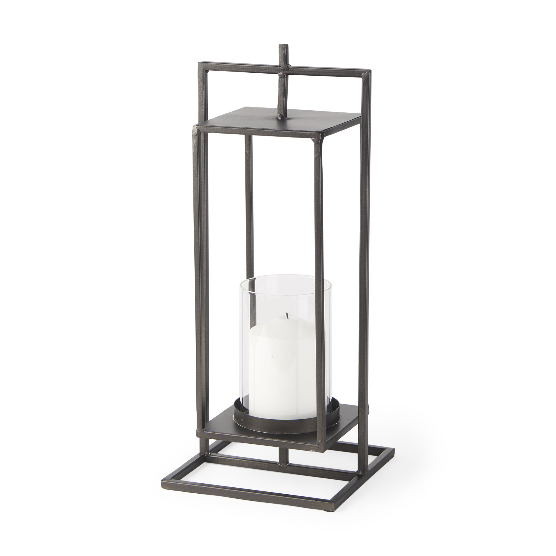 Albus II Small Black Metal Rectangular Table Candle Holder large image 