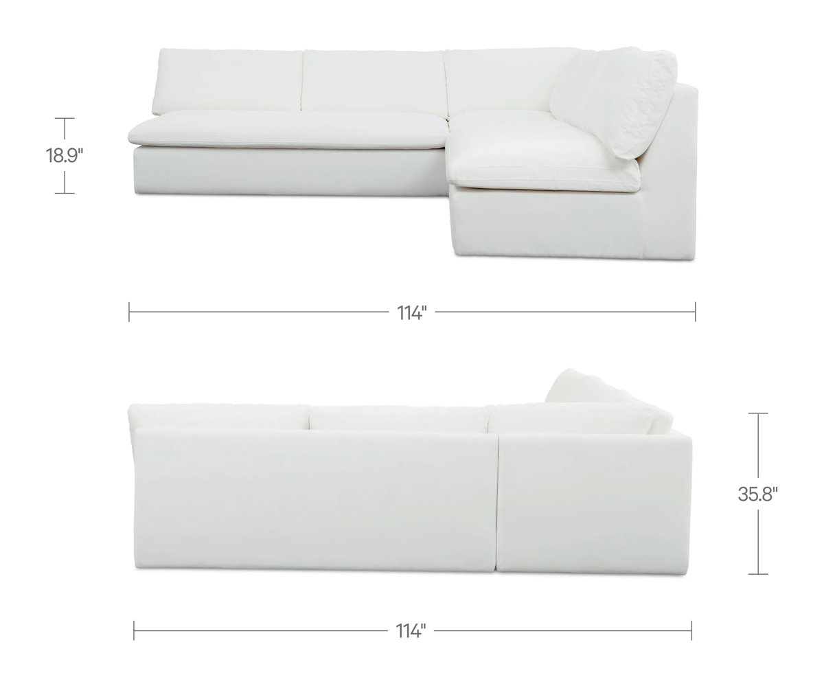 Miles Outdoor Modular 3 Piece White, Outdoor Furniture by Moe's Home, 9'6" width x 2'11.8" height x 9'6" depth View 8