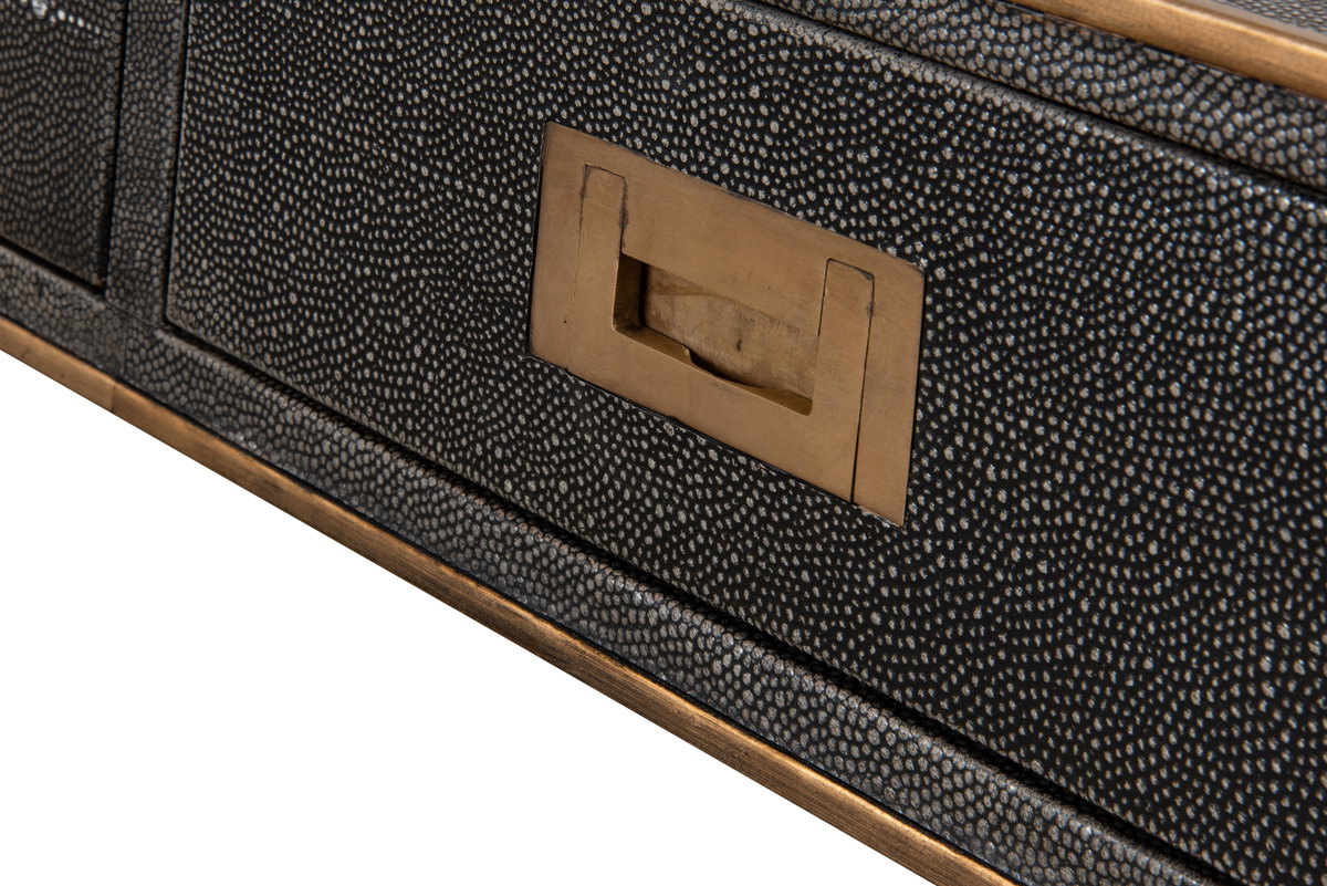 Grey Leather Shagreen Desk, by Sarreid, 1'10" length x 4'1" width x 2'7" height View 6