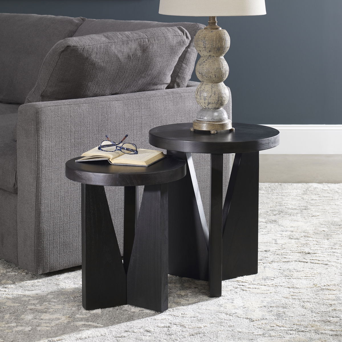 Nadette Nesting Tables Set/2, Side & End Table by Uttermost, 18.25" width x 21.5" height x 18.25" depth View 2