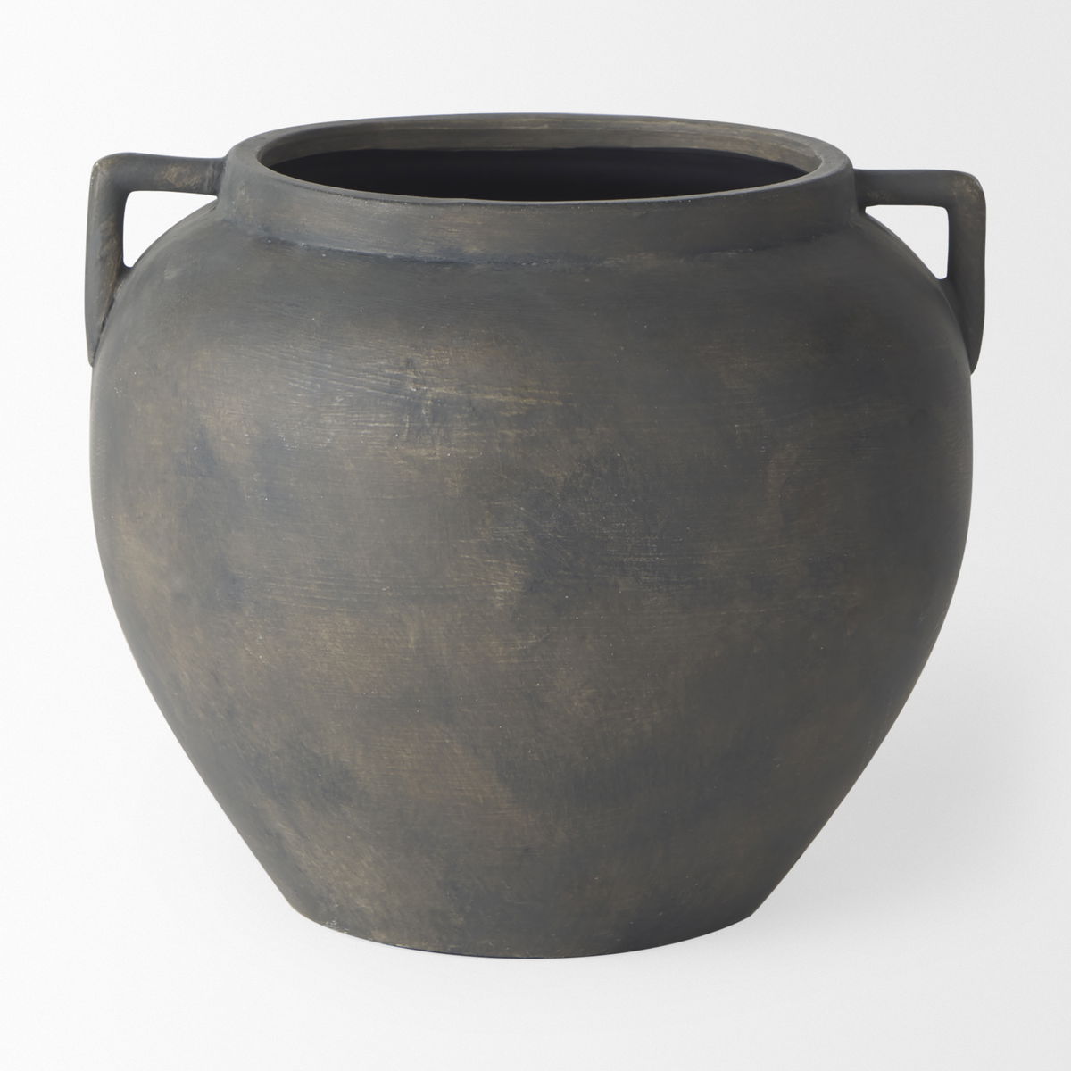 Kilian Short Brown-Gray Double Ear Vase, by Mercana, 9.45" length x 9.45" width x 8.46" height View 3