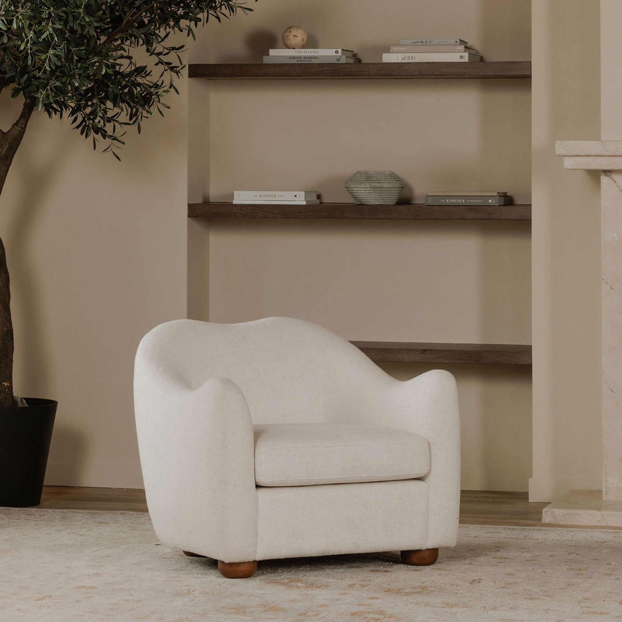 Bria Accent Chair Oatmeal, by Moe's Home, 35" width x 29.6" height x 33.25" depth View 6
