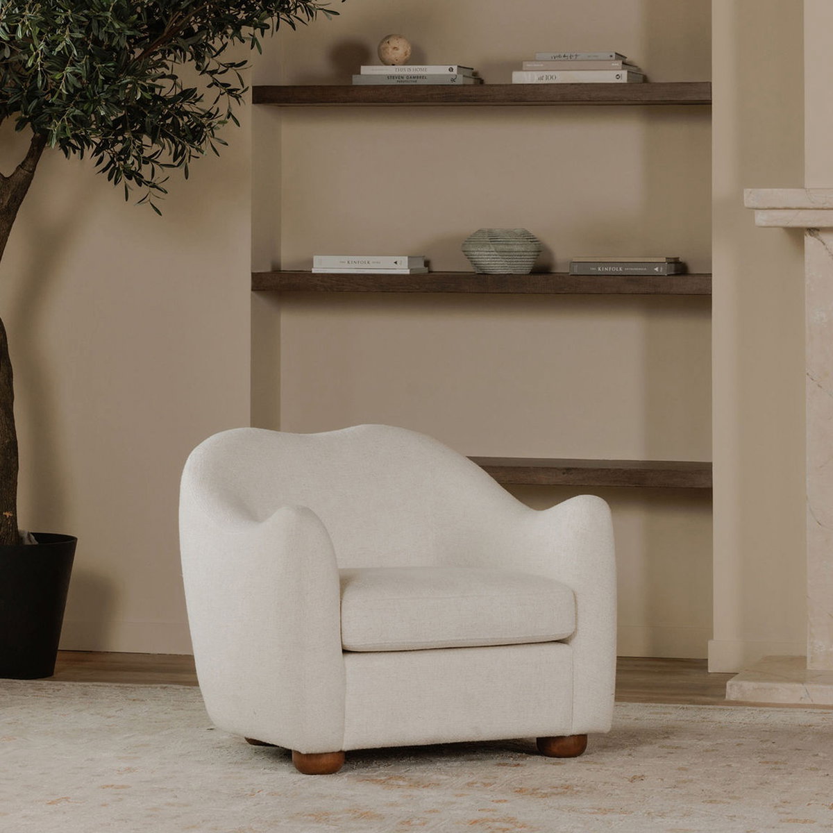 Bria Accent Chair Oatmeal, by Moe's Home, 35" width x 29.6" height x 33.25" depth View 6