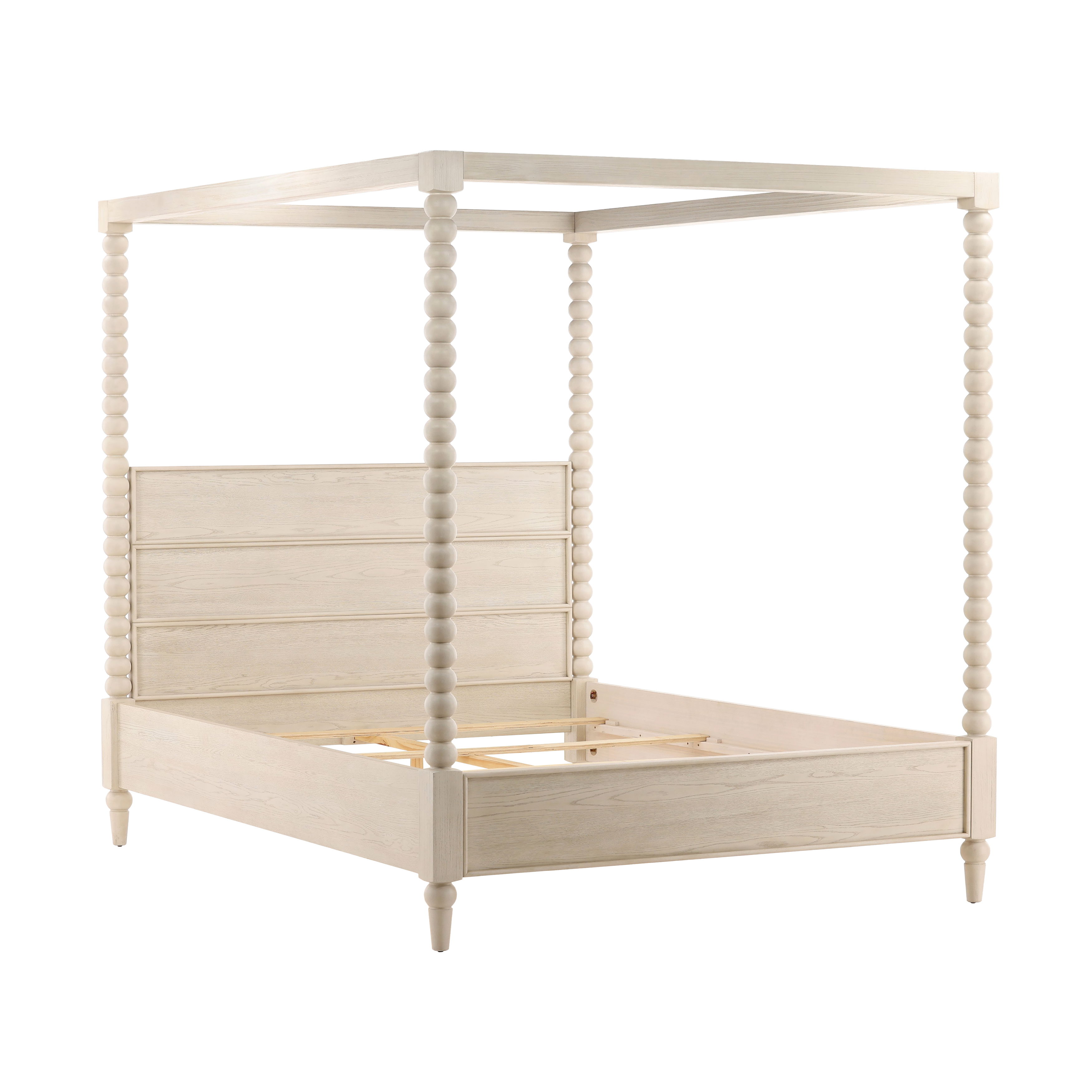 Marcellina Bed King Whitewash, by Dovetail, 81.7" width x 90" height x 87.3" depth View 4